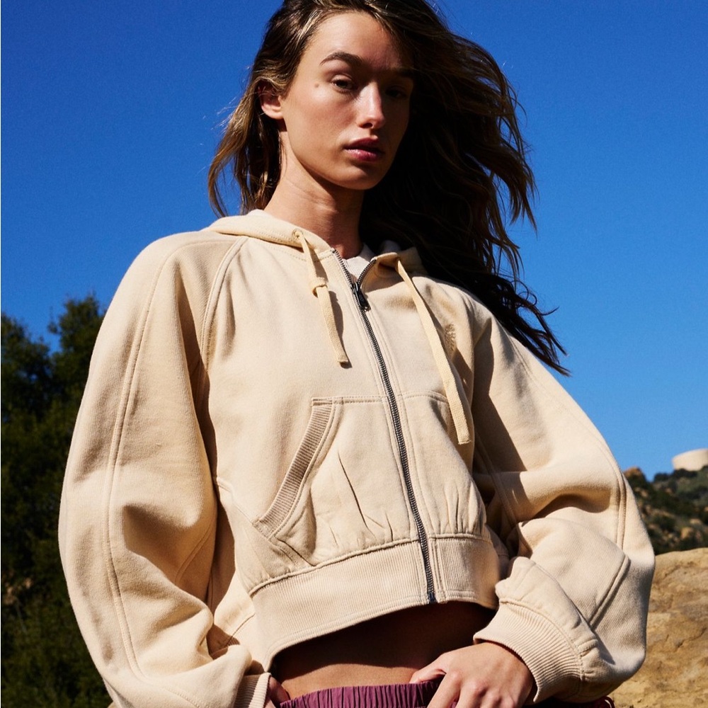 Free People Movement Side Line Zip-Up - Oatmilk